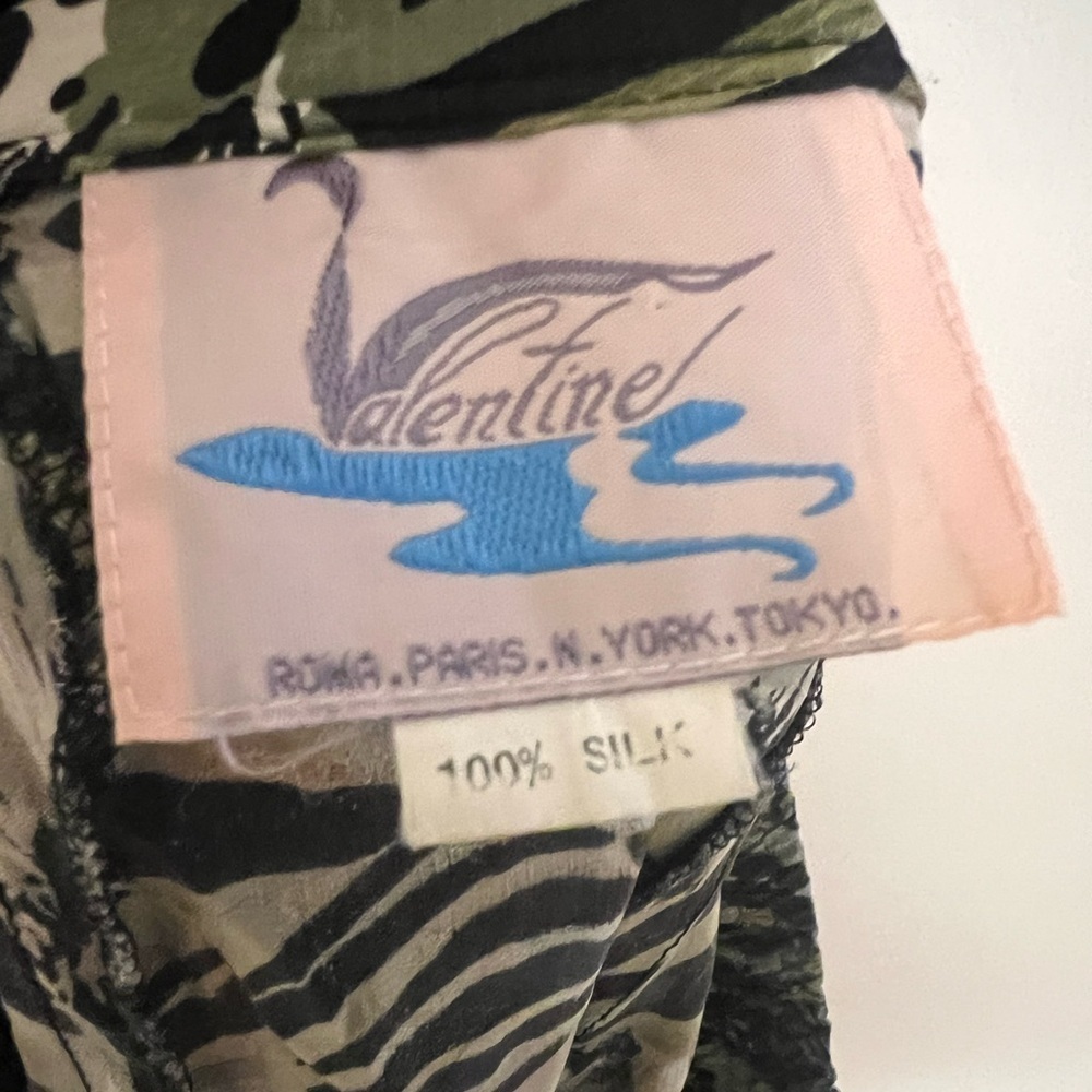Vintage Silk Animal Print 100% Skirt Valentine Green Elastic Waist Small - Picture 2 of 7